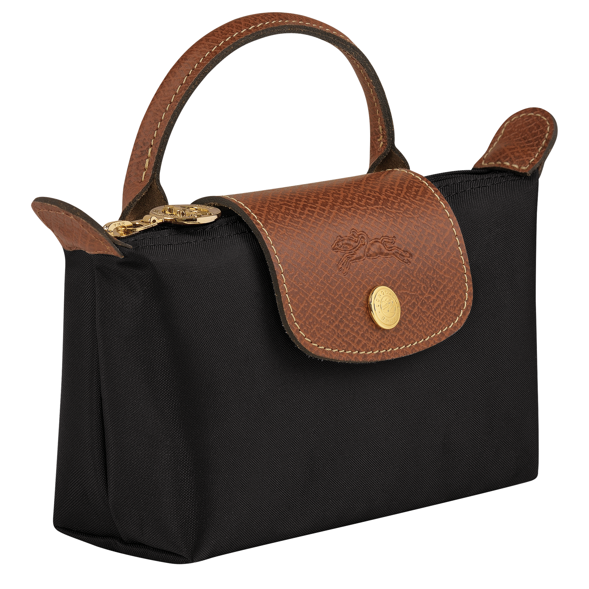 Longchamp Le Pliage Pouch with Handle — Black