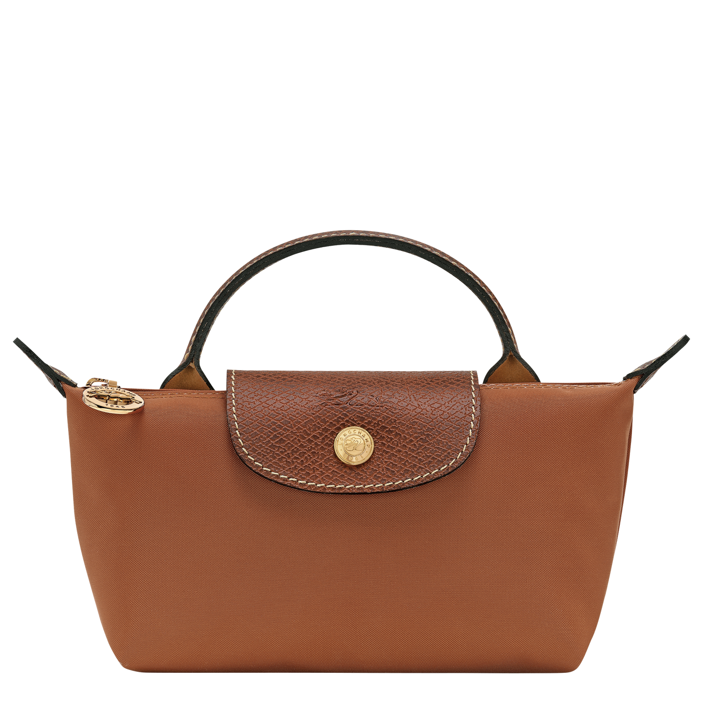 Longchamp Le Pliage Pouch with Handle — Cognac