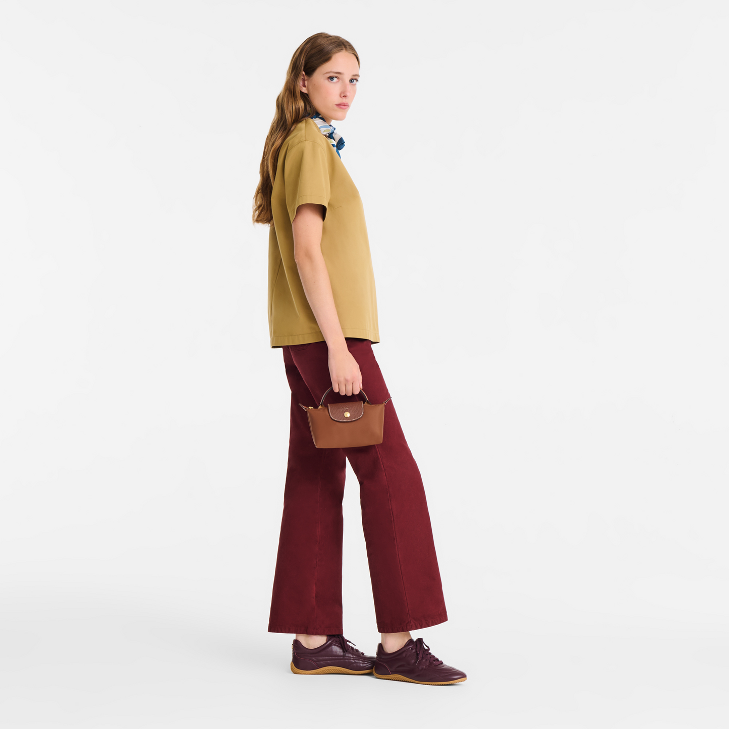 Longchamp Le Pliage Pouch with Handle — Cognac