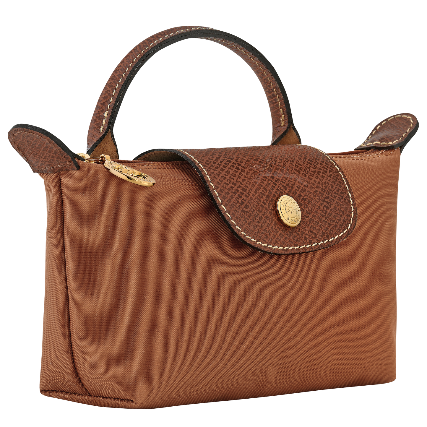 Longchamp Le Pliage Pouch with Handle — Cognac