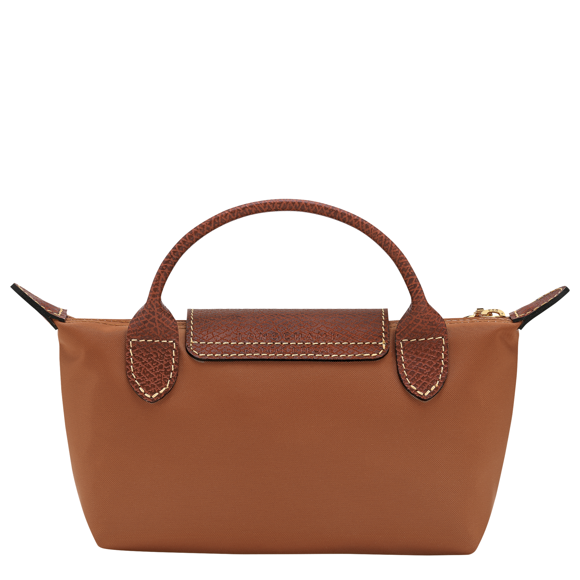 Longchamp Le Pliage Pouch with Handle — Cognac