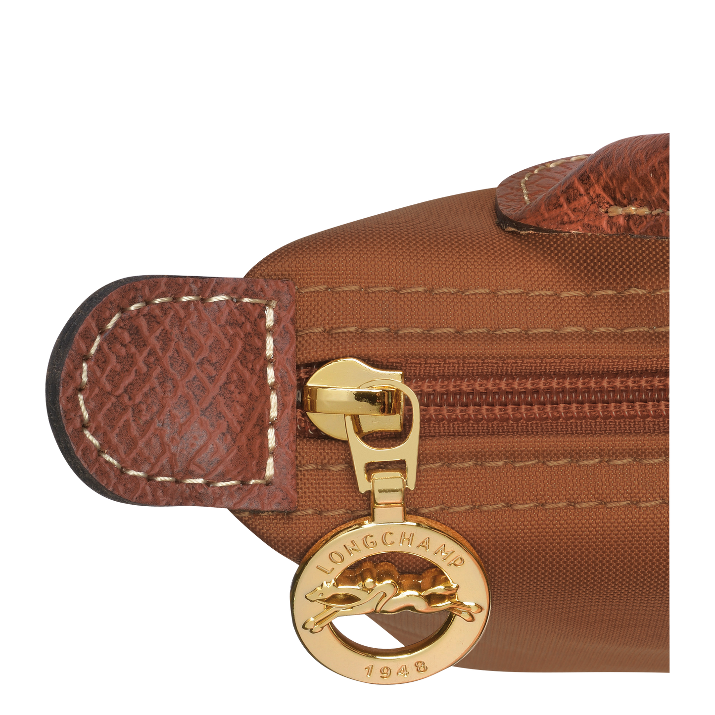 Longchamp Le Pliage Pouch with Handle — Cognac