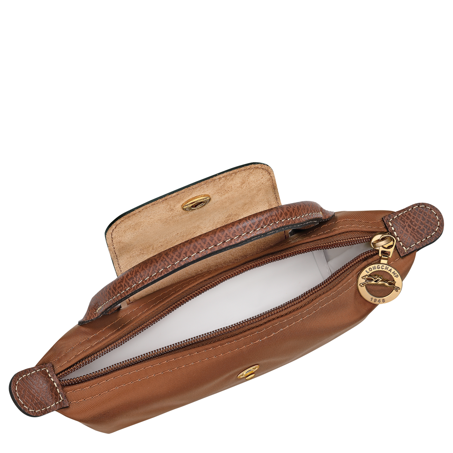 Longchamp Le Pliage Pouch with Handle — Cognac