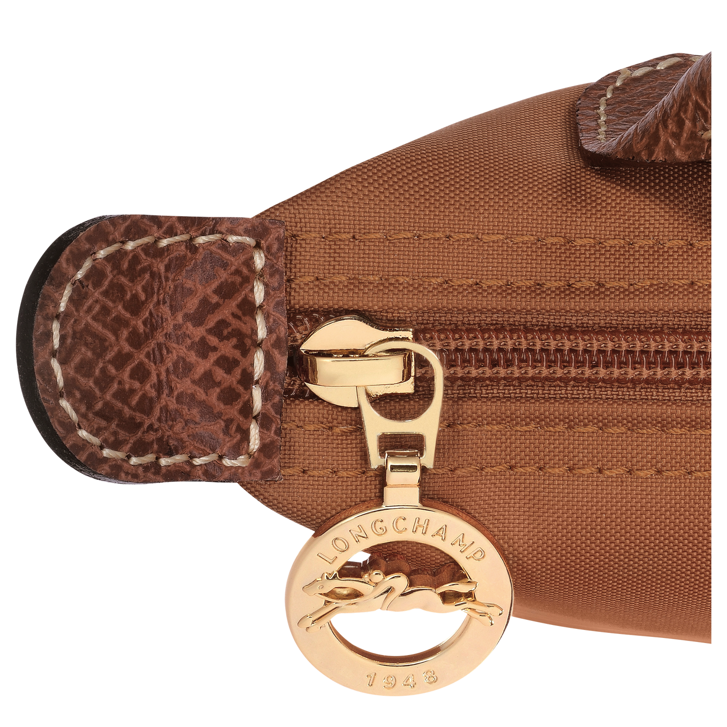Longchamp Le Pliage Pouch with Handle — Cognac