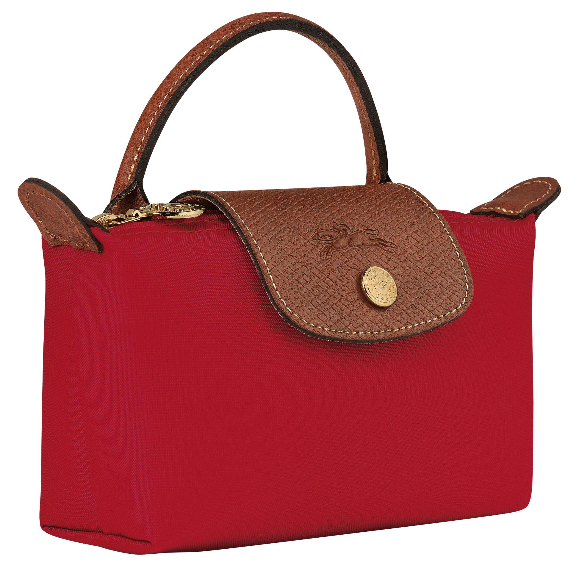 Longchamp Le Pliage Pouch with Handle — Red