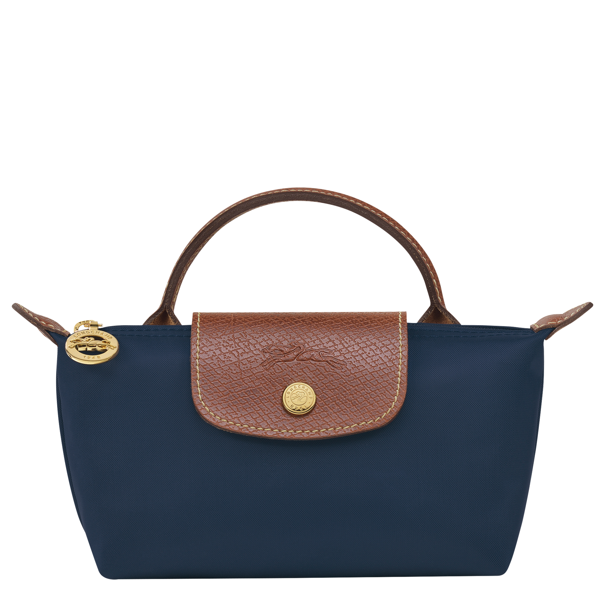 Longchamp Le Pliage Pouch with Handle — Navy