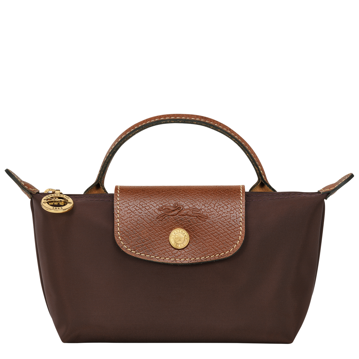Longchamp Le Pliage Pouch with Handle — Chocolate