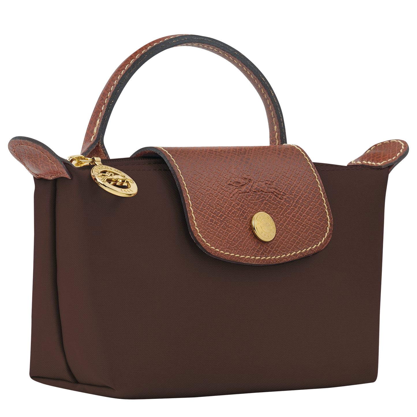 Longchamp Le Pliage Pouch with Handle — Chocolate