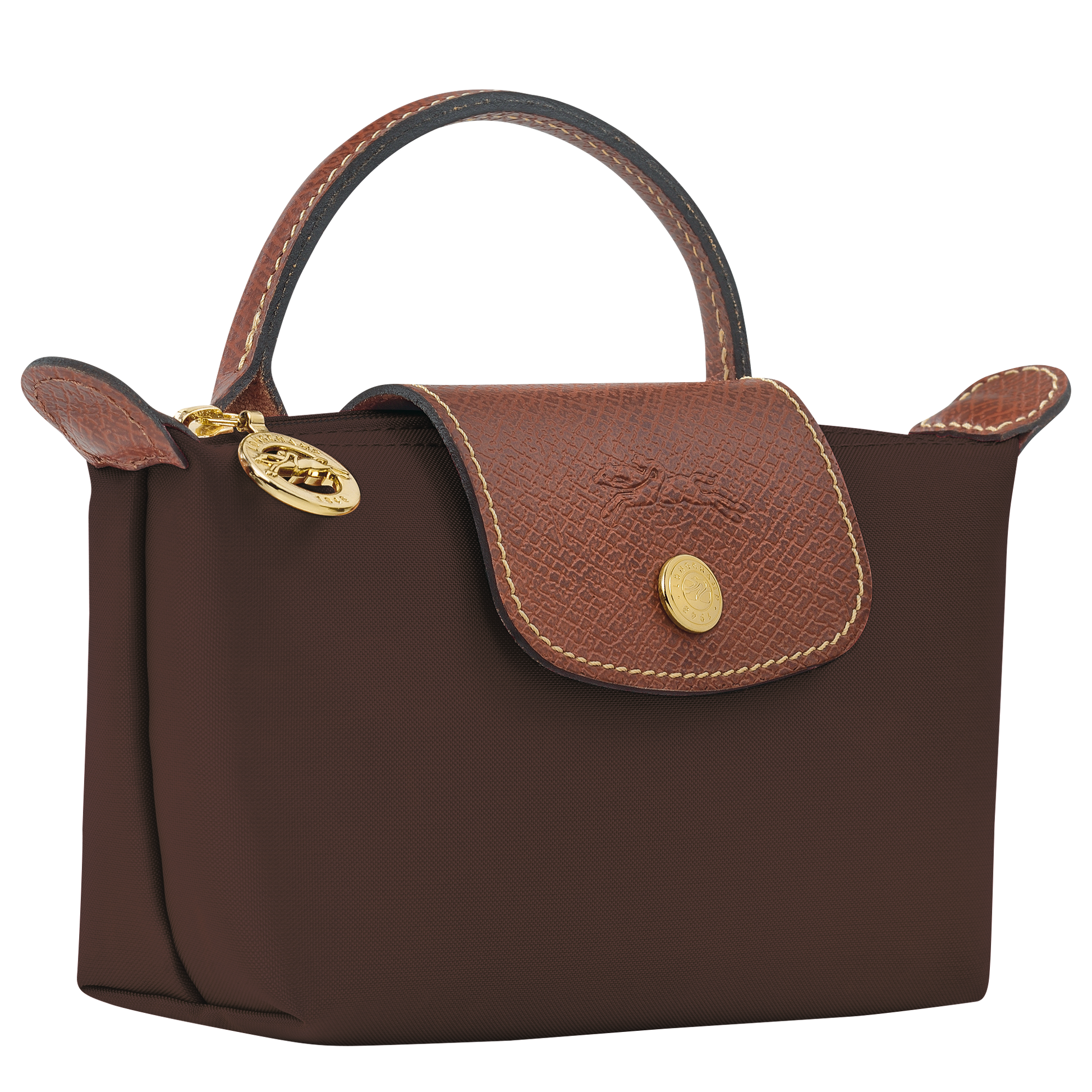 Longchamp Le Pliage Pouch with Handle — Chocolate