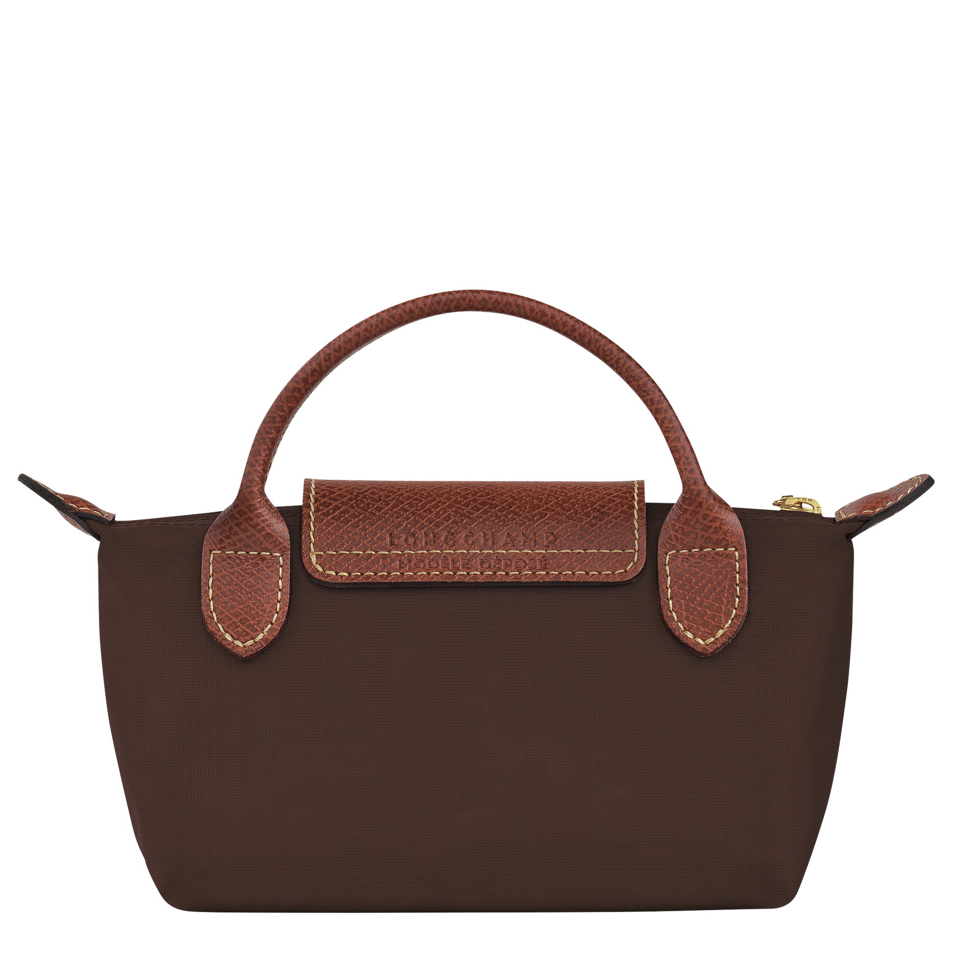 Longchamp Le Pliage Pouch with Handle — Chocolate