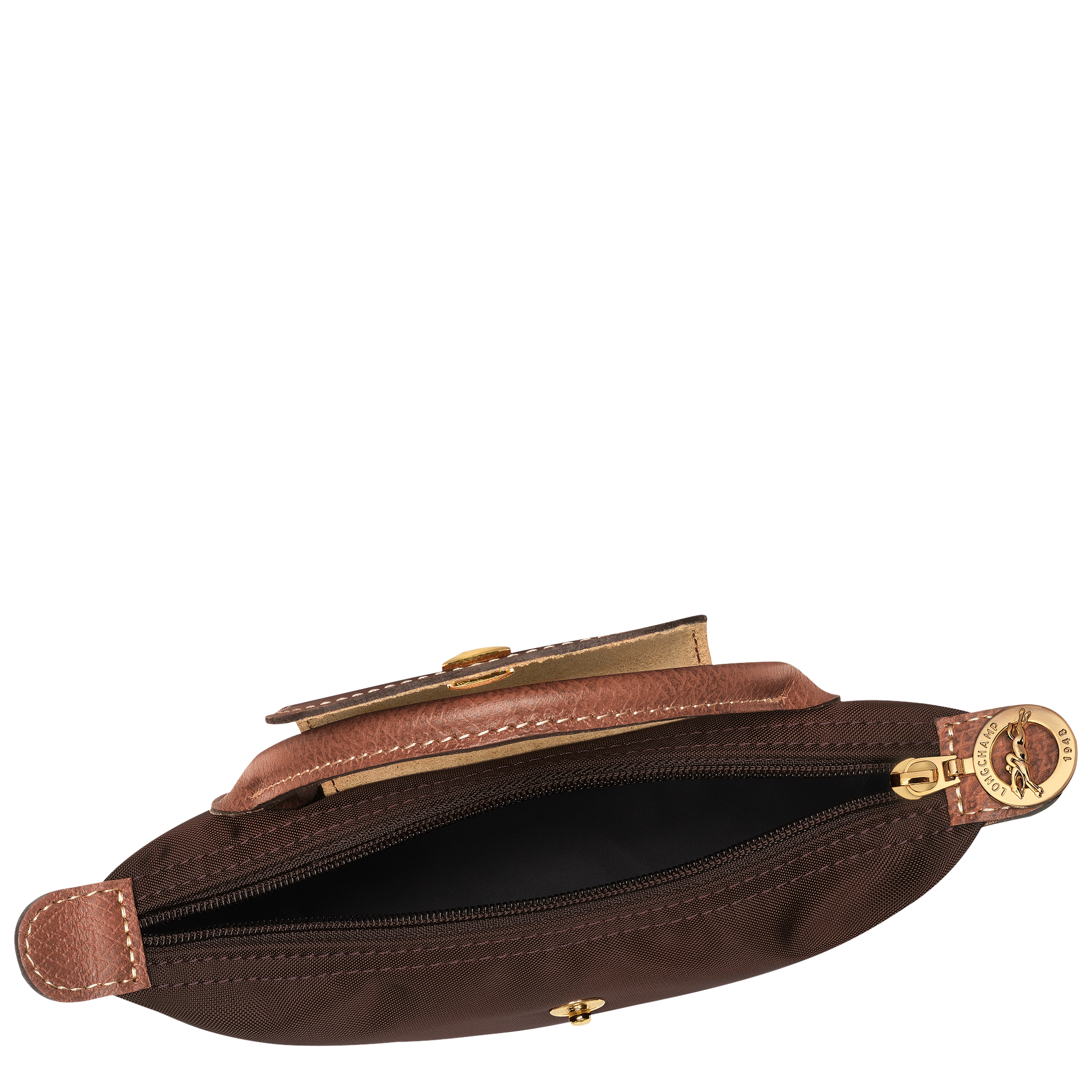 Longchamp Le Pliage Pouch with Handle — Chocolate