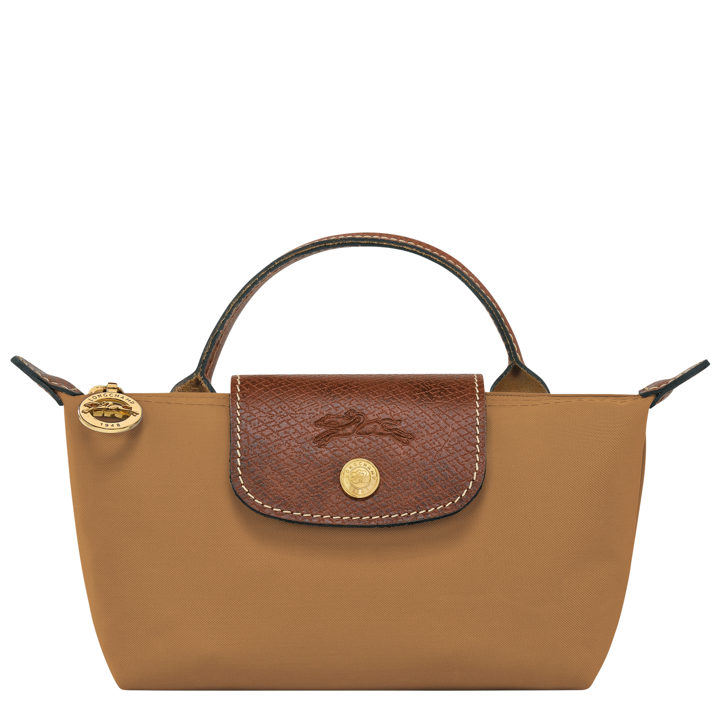 Longchamp Le Pliage Pouch with Handle — Camel