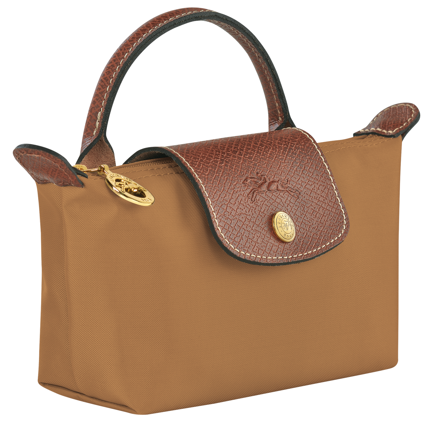Longchamp Le Pliage Pouch with Handle — Camel