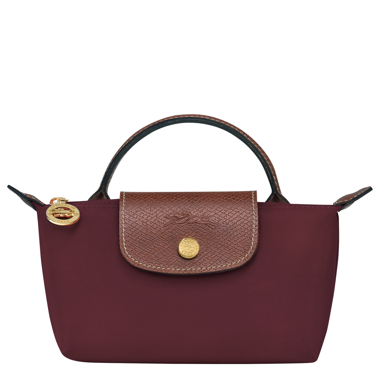 Longchamp Le Pliage Pouch with Handle — Burgundy