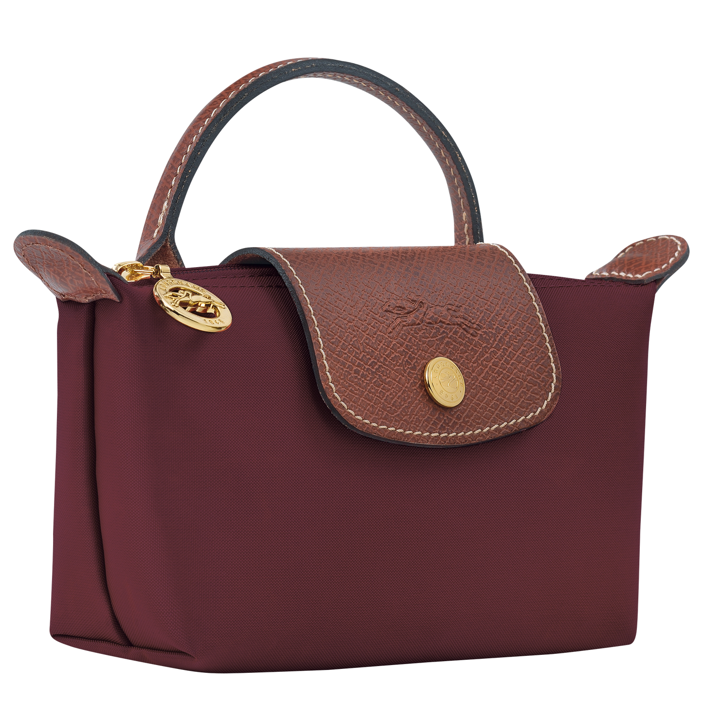 Longchamp Le Pliage Pouch with Handle — Burgundy