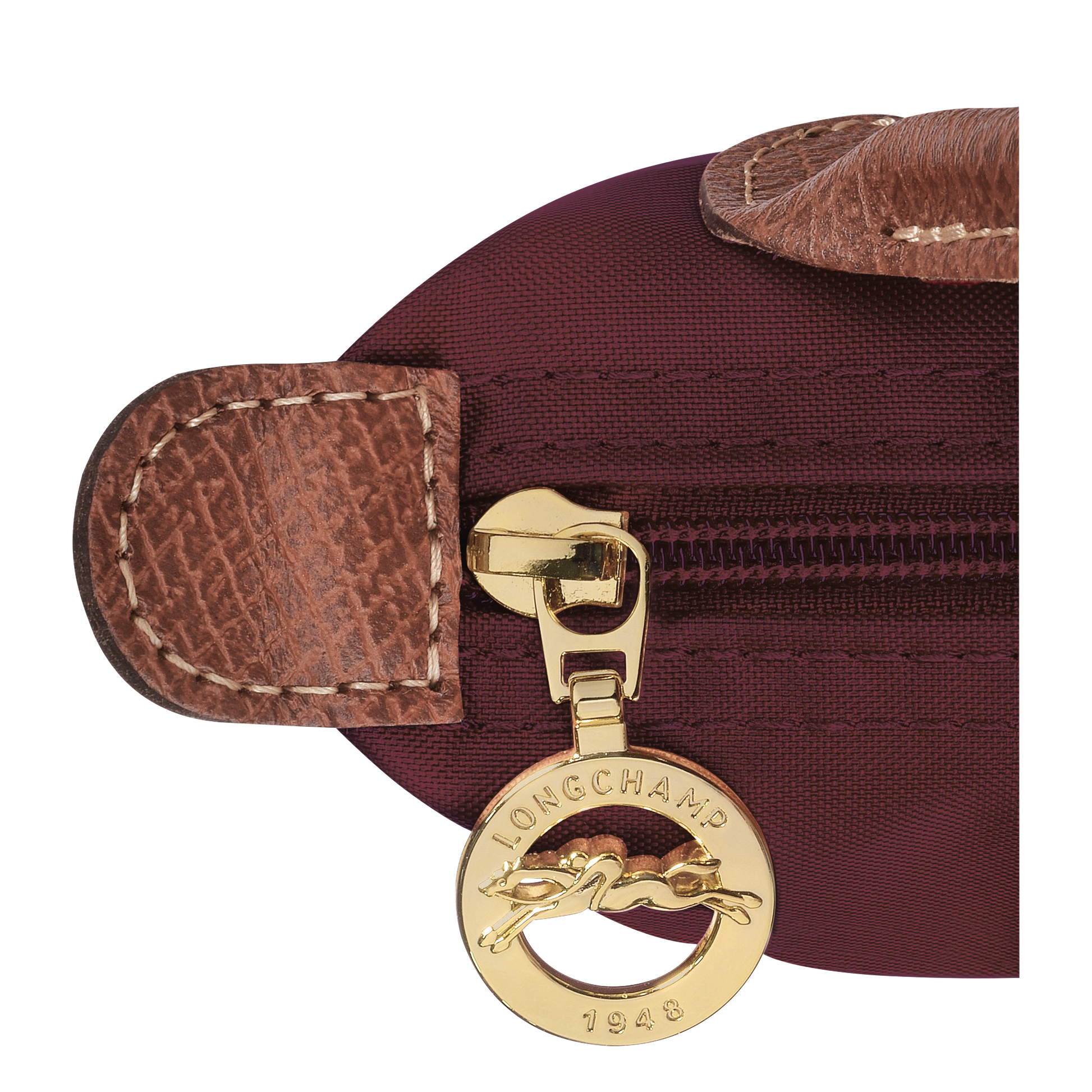 Longchamp Le Pliage Pouch with Handle — Burgundy