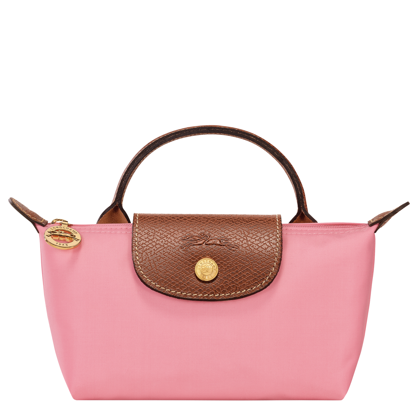 Longchamp Le Pliage Pouch with Handle — Pink