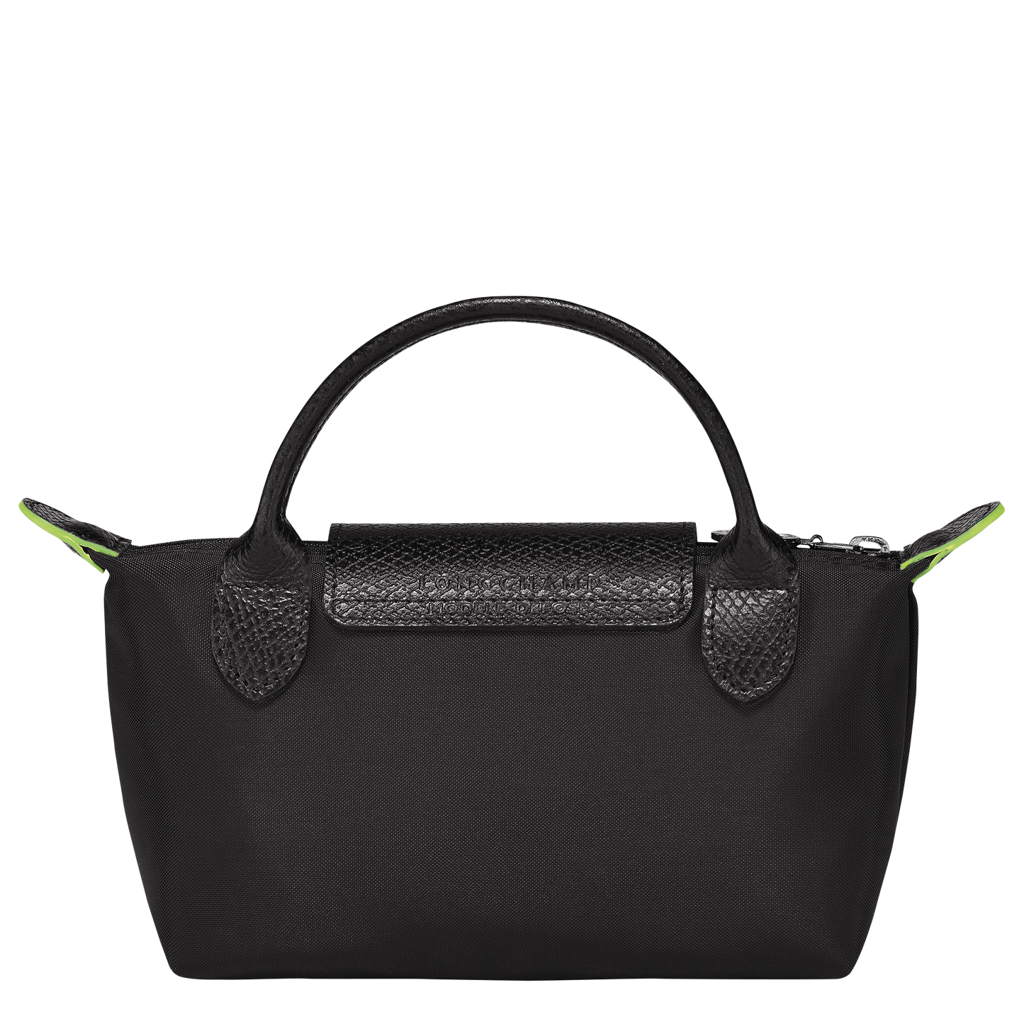 Longchamp Le Pliage Pouch with Handle — Black (Green Line)