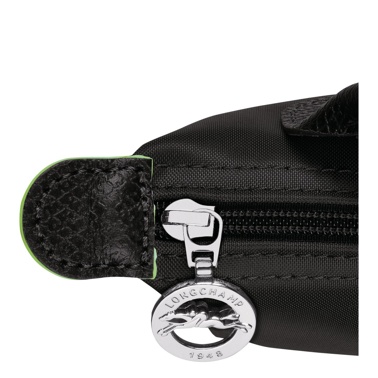 Longchamp Le Pliage Pouch with Handle — Black (Green Line)