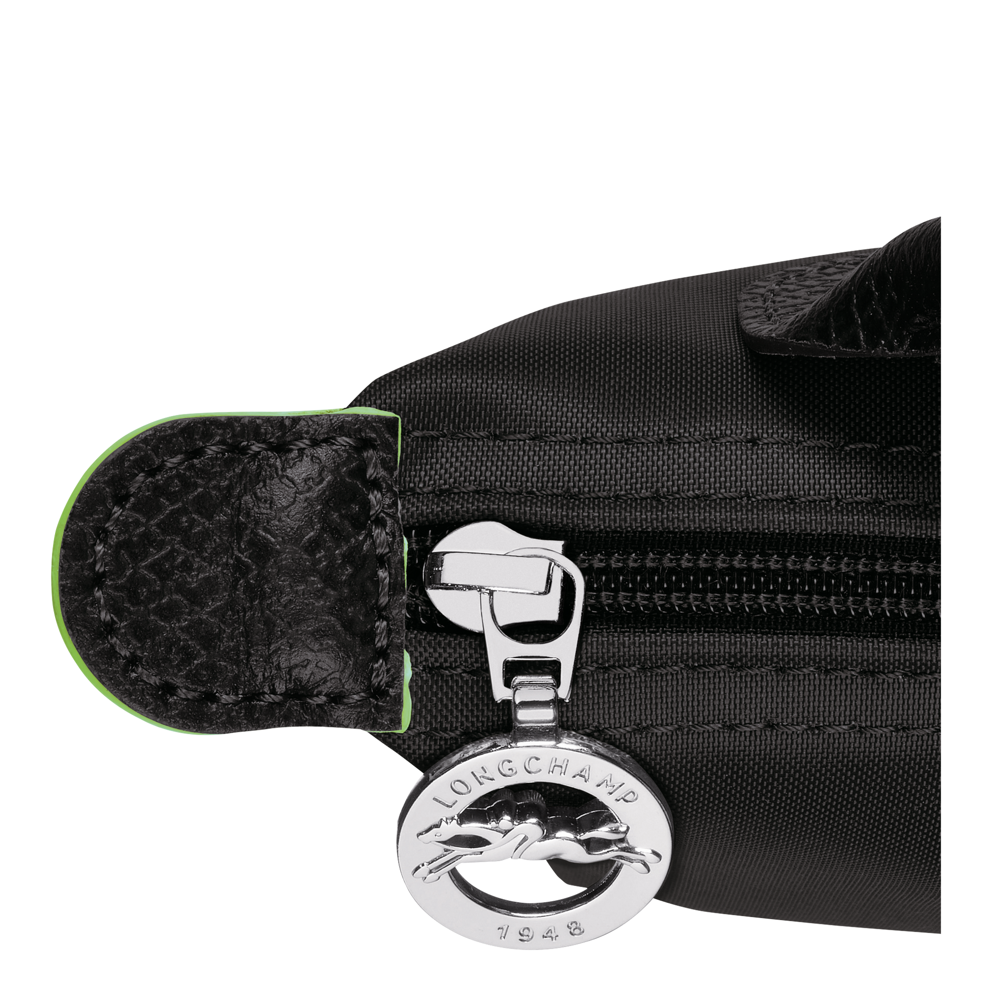 Longchamp Le Pliage Pouch with Handle — Black (Green Line)