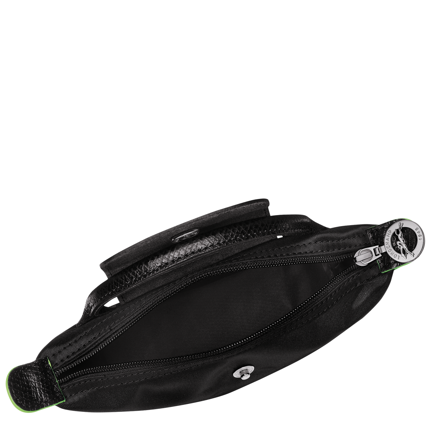 Longchamp Le Pliage Pouch with Handle — Black (Green Line)