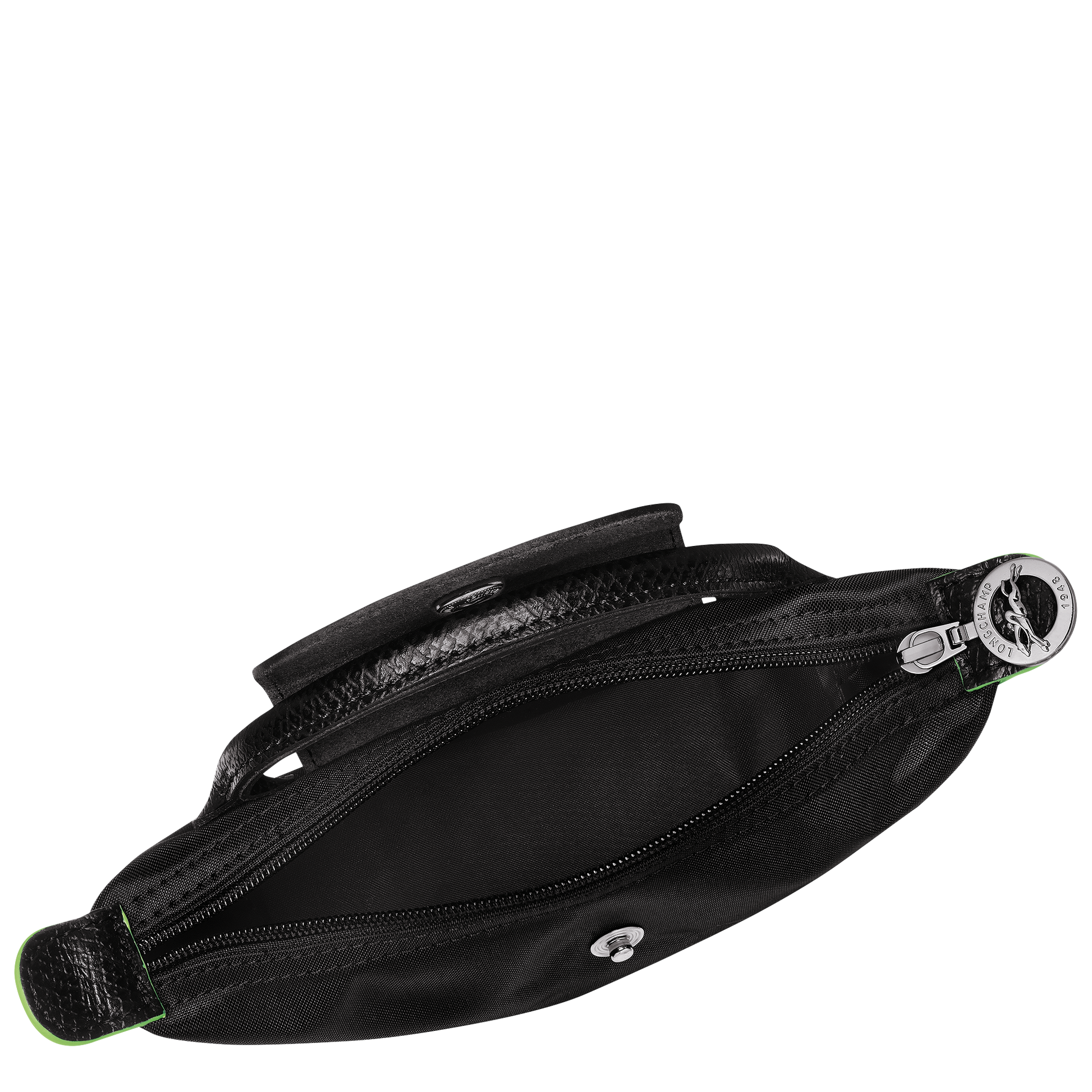 Longchamp Le Pliage Pouch with Handle — Black (Green Line)