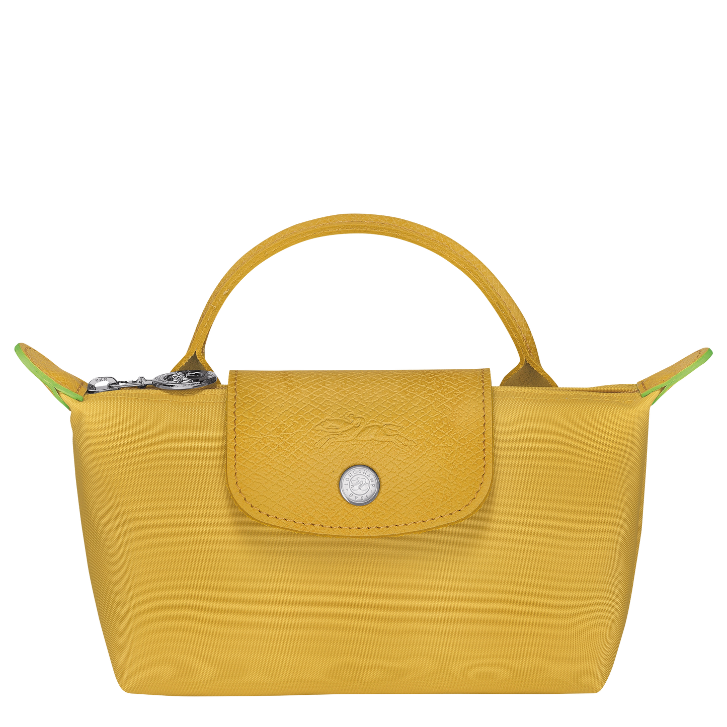 Longchamp Le Pliage Pouch with Handle — Yellow (Green Line)