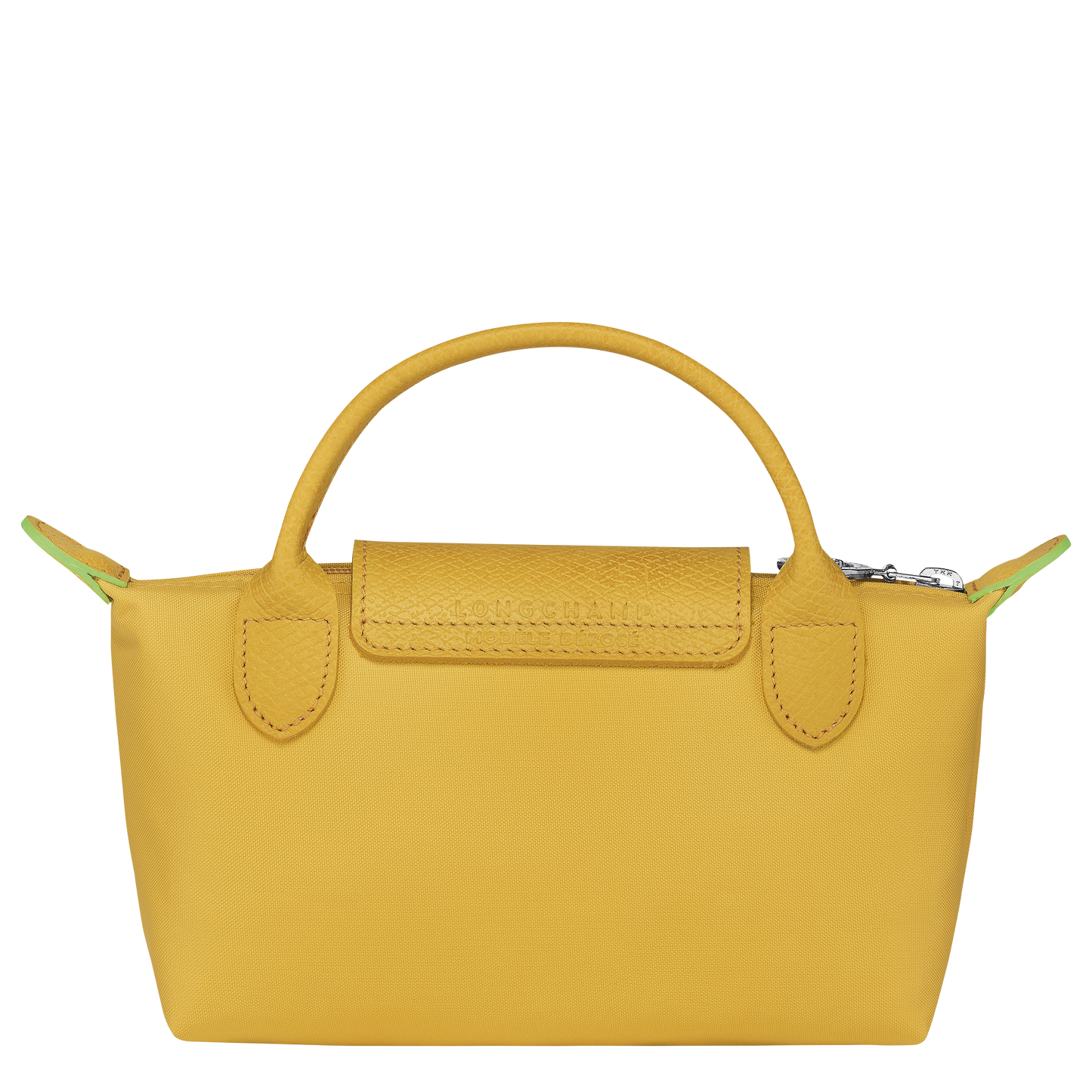 Longchamp Le Pliage Pouch with Handle — Yellow (Green Line)