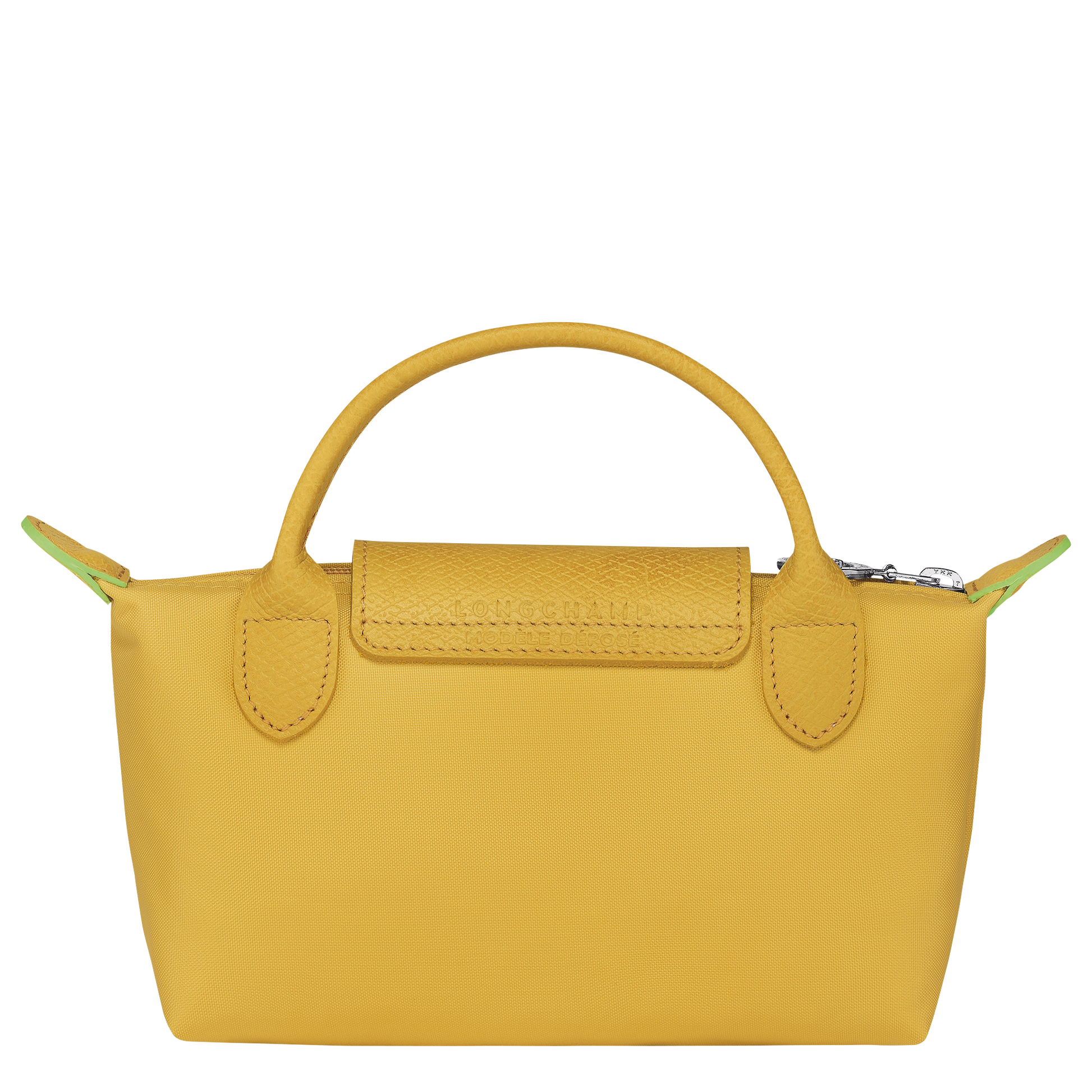 Longchamp Le Pliage Pouch with Handle — Yellow (Green Line)