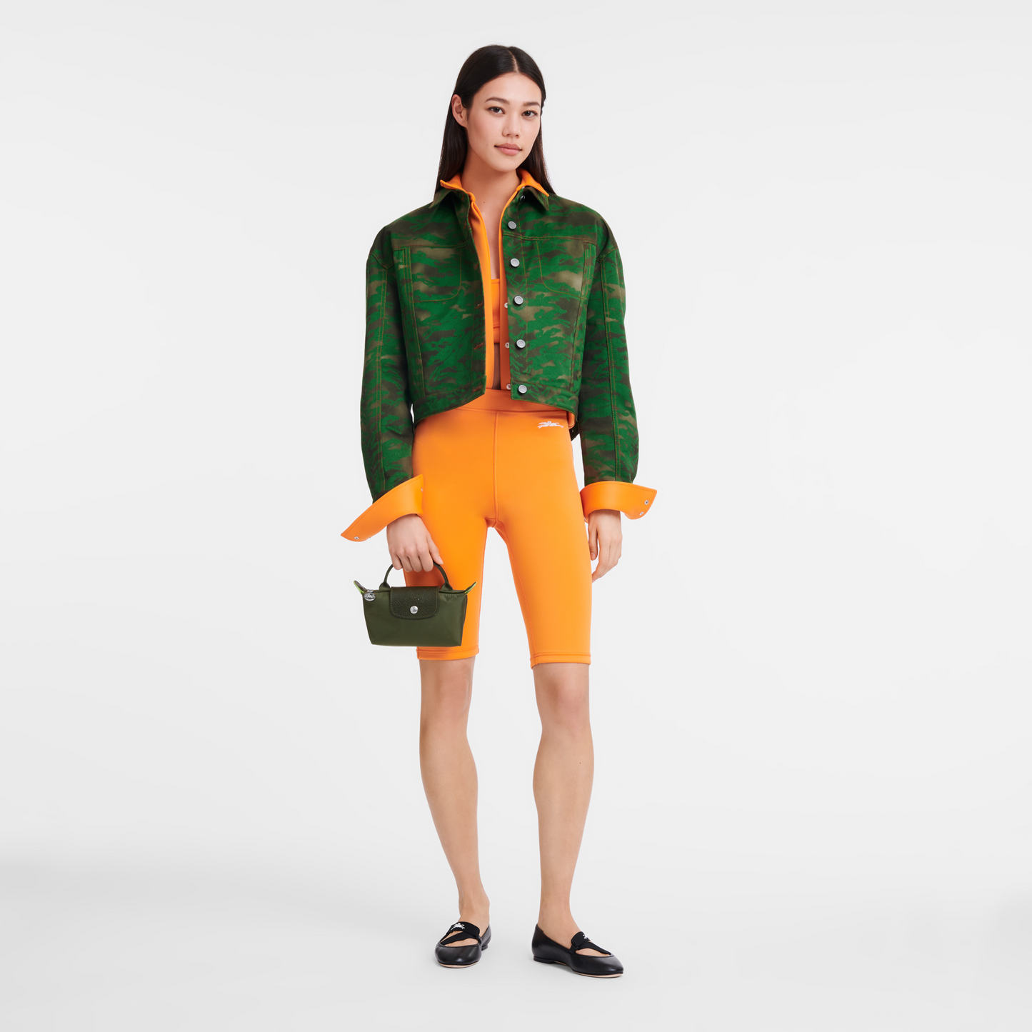 Longchamp Le Pliage Pouch with Handle — Olive (Green Line)