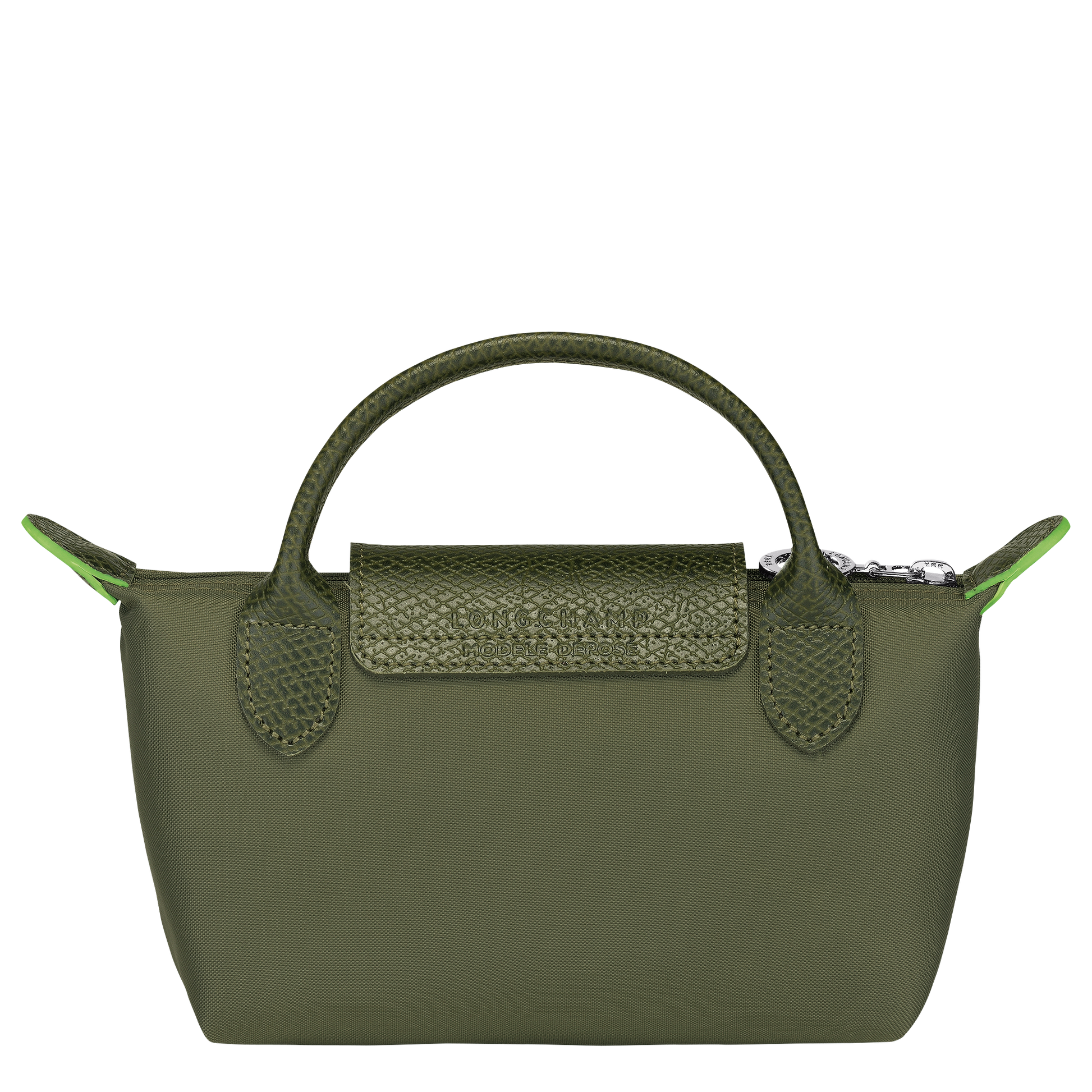 Longchamp Le Pliage Pouch with Handle — Olive (Green Line)