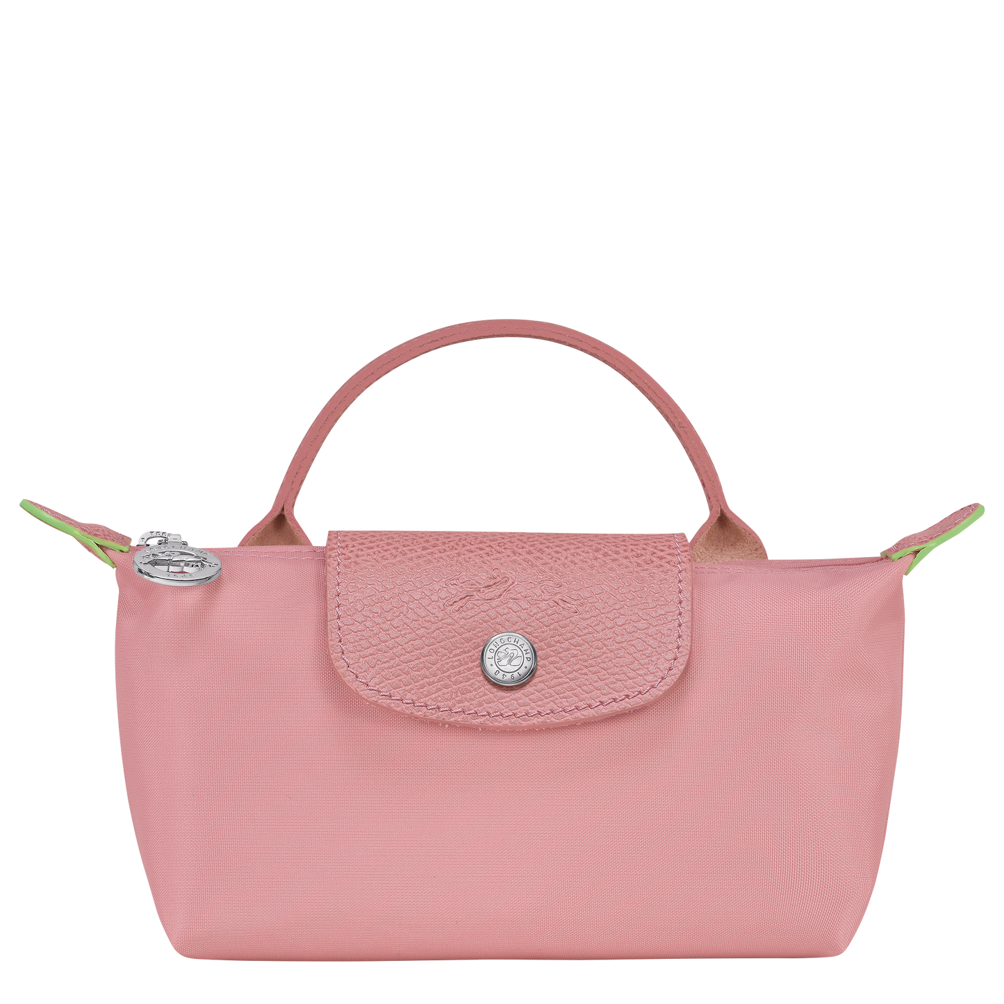 Longchamp Le Pliage Pouch with Handle — Rose (Green Line)