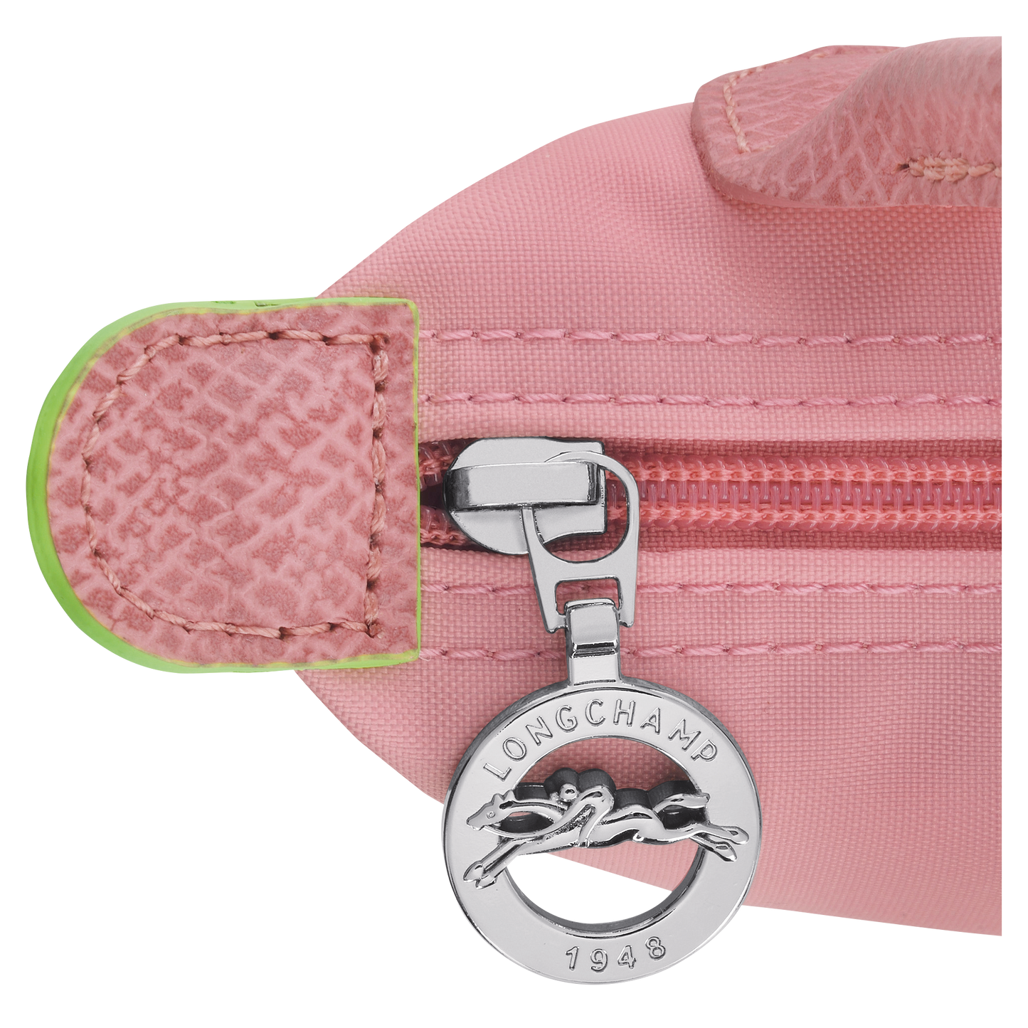 Longchamp Le Pliage Pouch with Handle — Rose (Green Line)