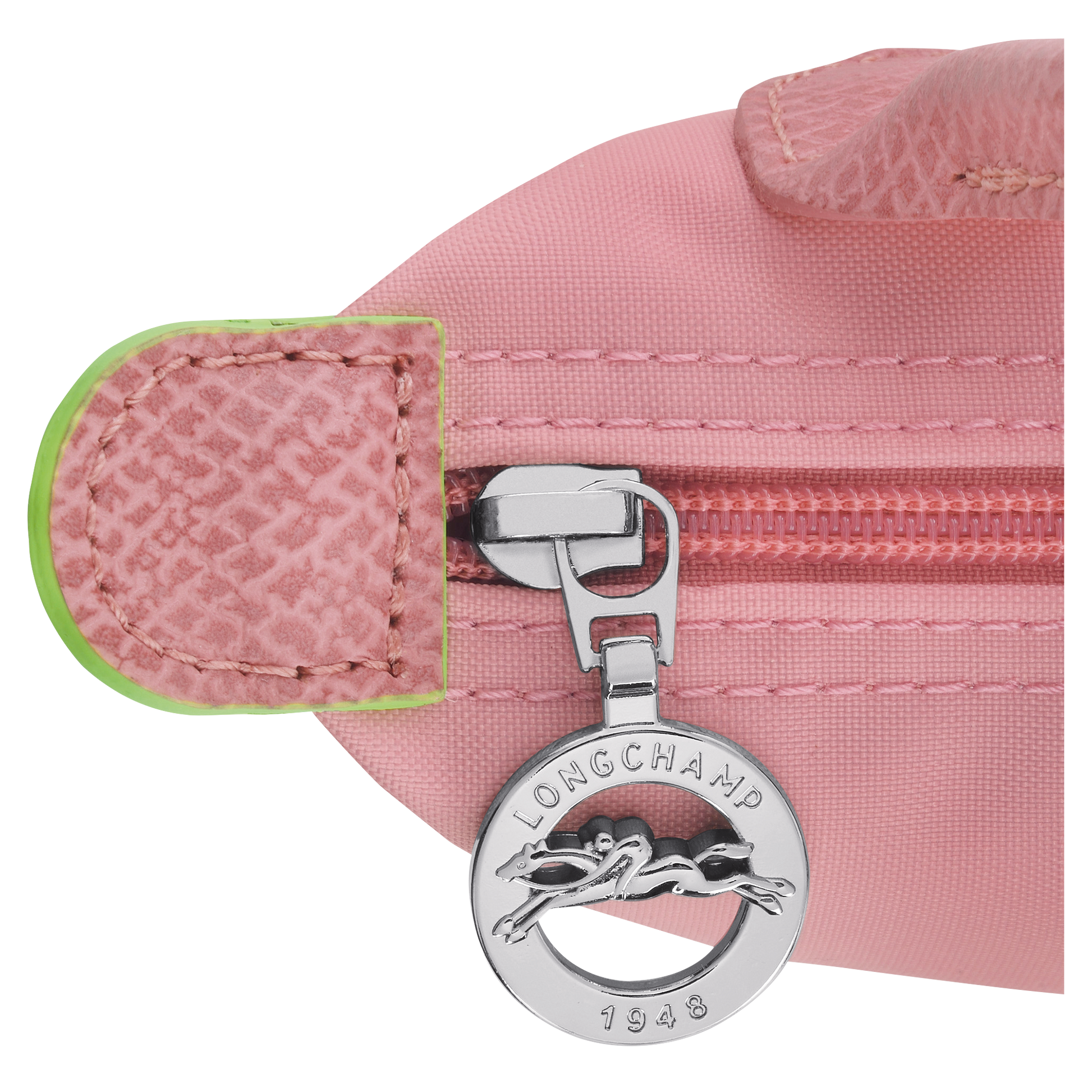 Longchamp Le Pliage Pouch with Handle — Rose (Green Line)