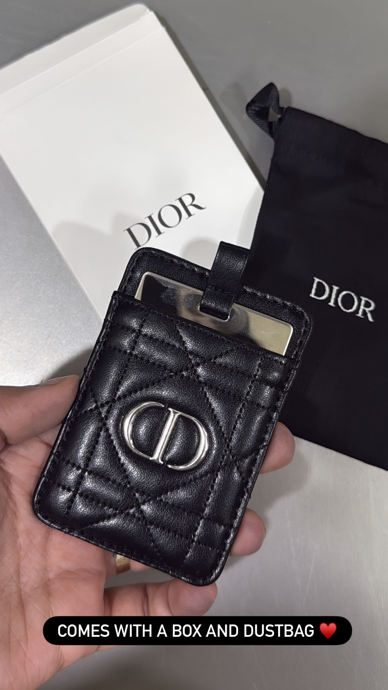 Dior Cannage Phone Card Holder Mirror – Limited Edition Dior Beauty 3-in-1 Phone Accessory