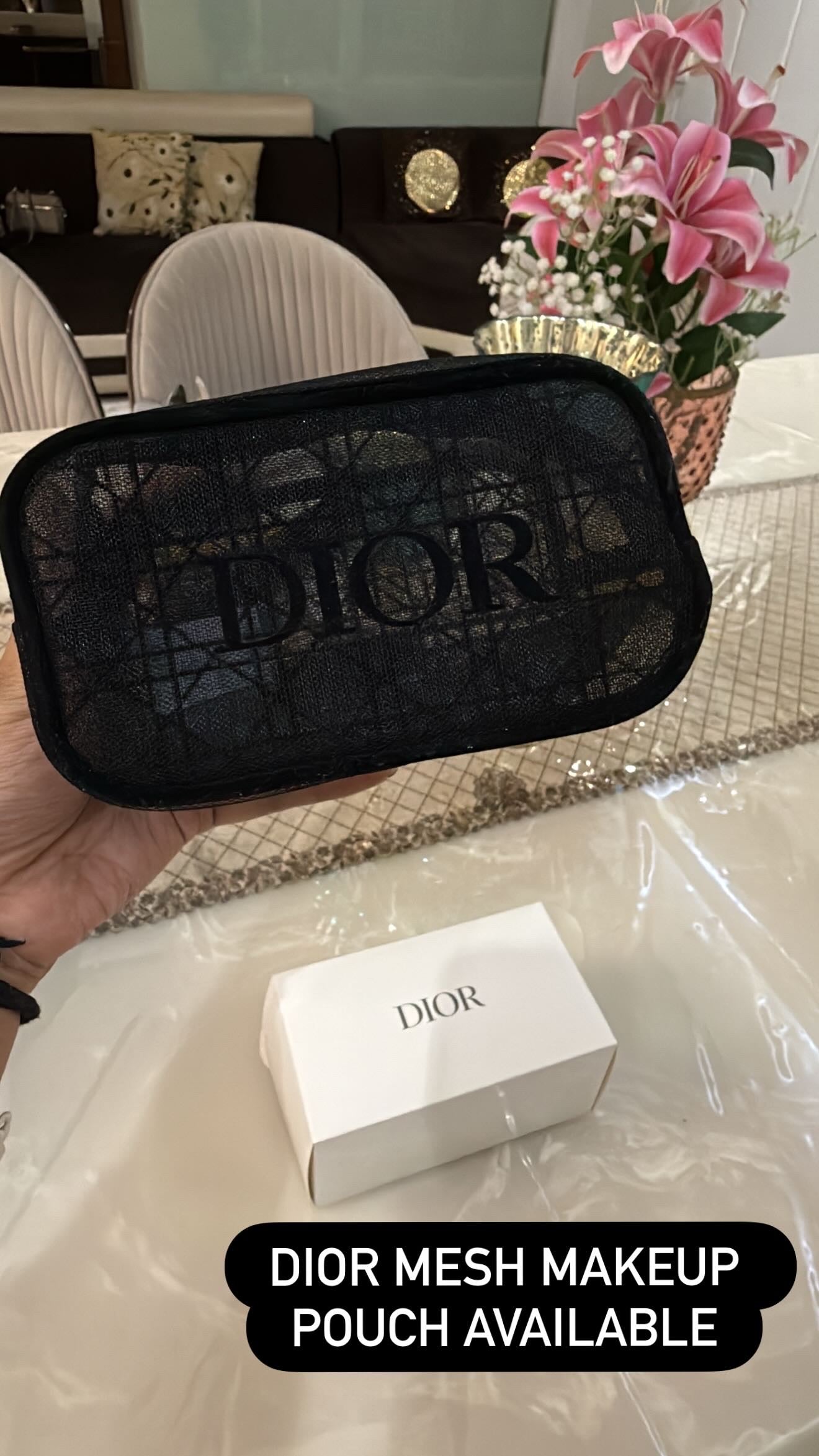 Dior Black Mesh Makeup Pouch – Limited Edition Dior Beauty Cosmetic Bag
